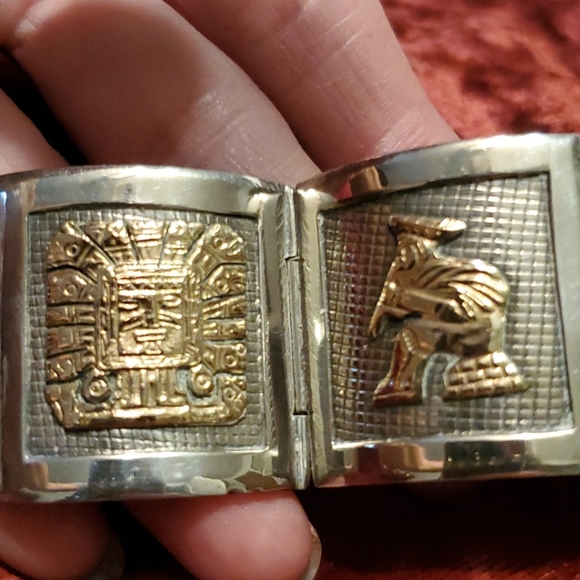 Sterling Silver 18K Gold Bracelet Industria Perua - Picture 12 of 16